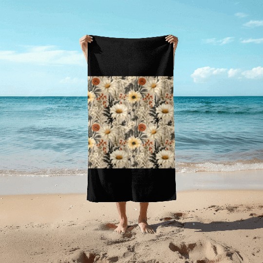 Delicate Wildflowers Pattern Beach Towels