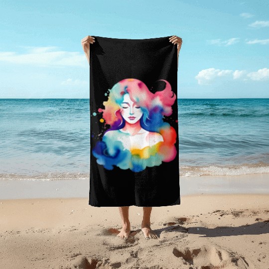 Color splash zodiac: Virgo Beach Towels