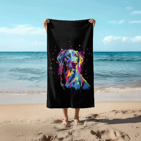 Watercolor Colorful Louisiana Catahoula Beach Towels