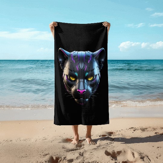 Robot Black Panther Beach Towels