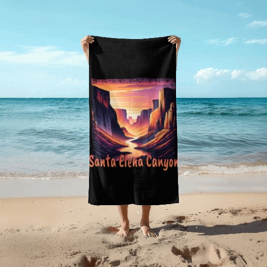 Santa Elena Canyon, Texas, USA, Sunset, Colors, Beach Towels