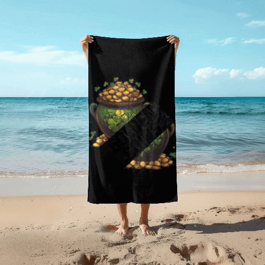 Golden coins, st patricks day Beach Towels