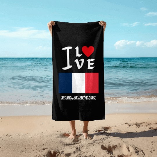 I Love France Beach Towels