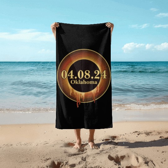 Total Solar Eclipse Path of Totality Oklahoma Beach Towels
