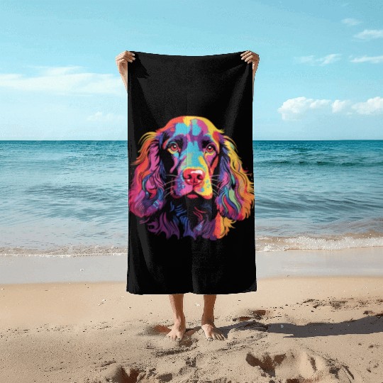 Watercolor Colorful Boykin Spaniel Beach Towels