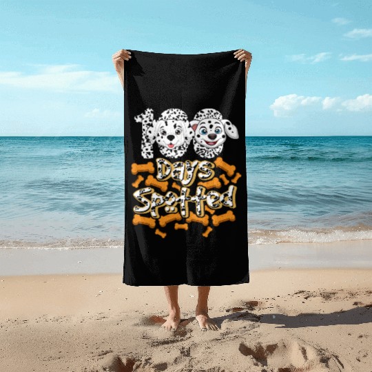 School Beach Towels, 100 Days Spotted Dalmatian Puppy
