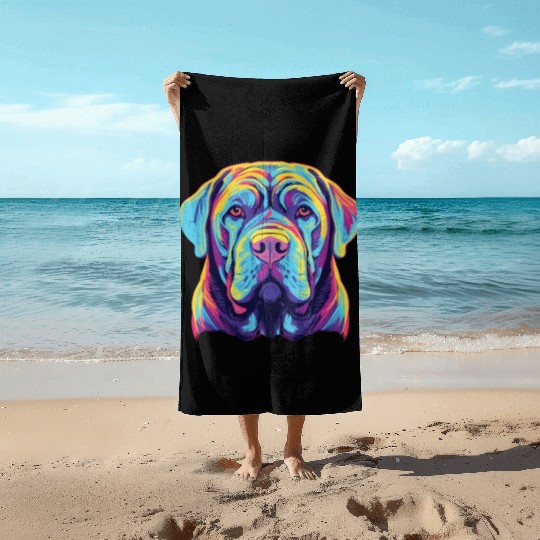 Watercolor Colorful Neapolitan Mastiff Beach Towels