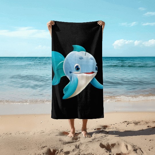 cute Dolphin cartoon Beach Towels