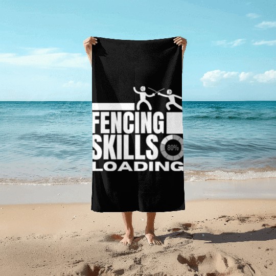 Fencing Skills Loading Funny Fencer Beach Towels