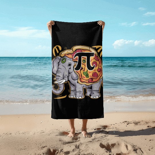 Jumbo Elephant Pizza Pi Day Food Beach Towels