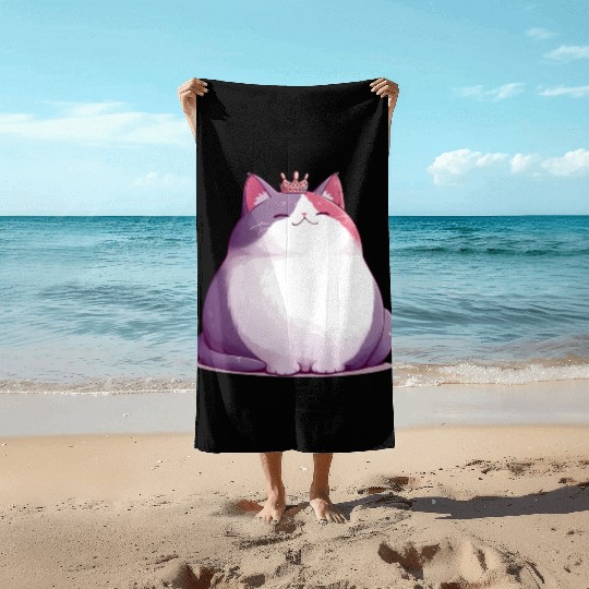 Chunky Kawaii Cat Queen Beach Towels