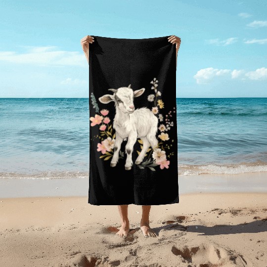 Goat Flowers Farmer Gift Beach Towels