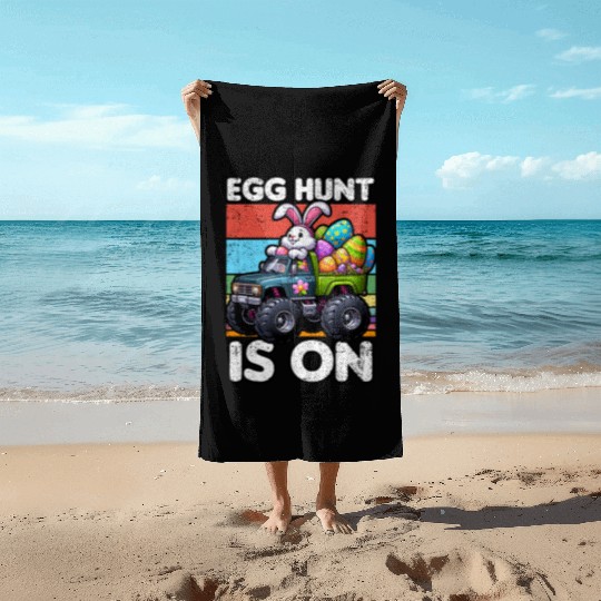 EGG HUNT IS ON EASTER Beach Towels