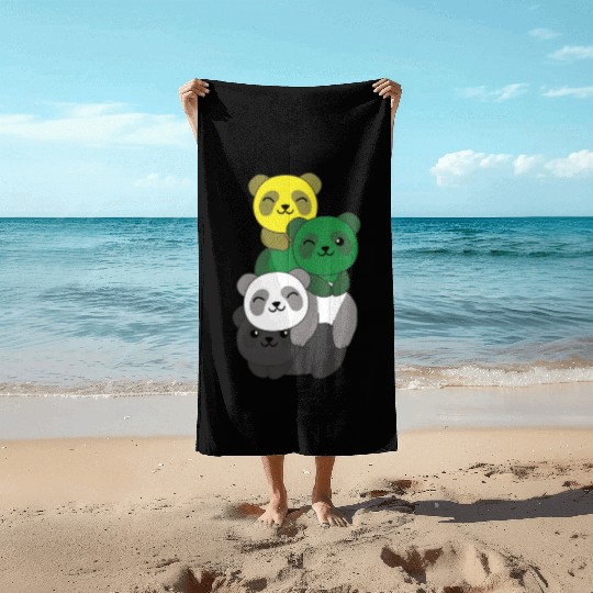 Skoliosexual Flag Pride Lgbtq Cute Panda Beach Towels