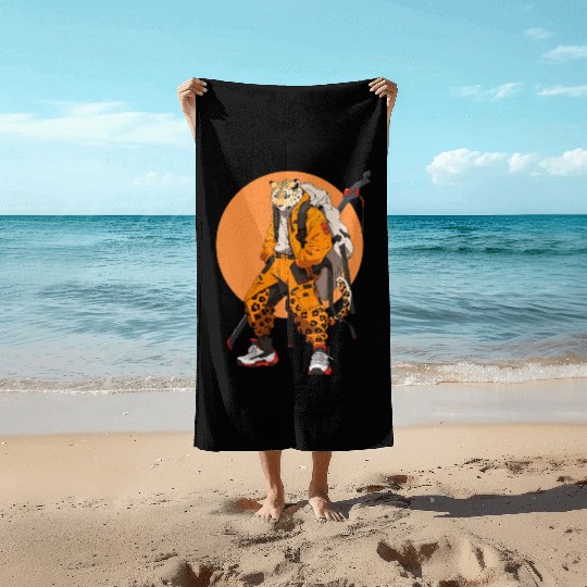 Ninja Samurai Katana Sword Cheetah Manga Beach Towels