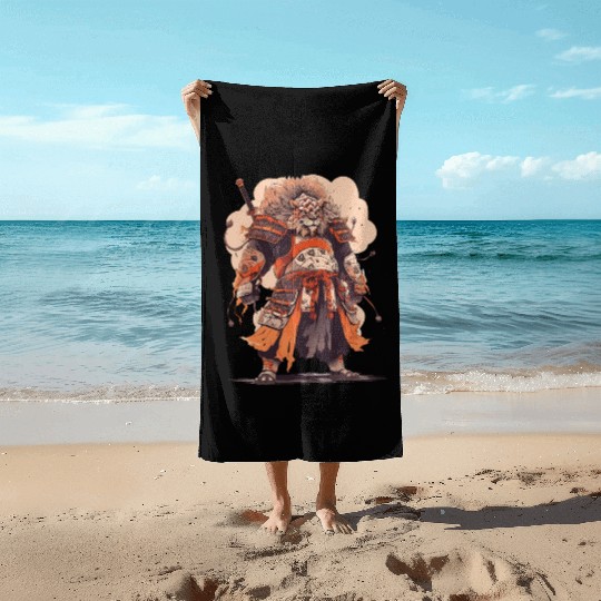 Samurai Katana Sword Anime Lion Manga Warrior Beach Towels