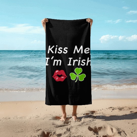 St Patricks Kiss Me I'm Irish Trendy Baby Beach Towels, Y2k