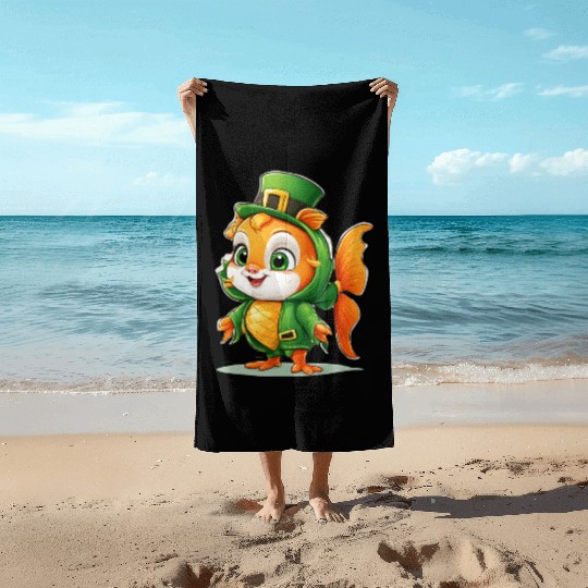 Lucky Fin: St. Patrick's Cute Fish Design Vibrant Beach Towels