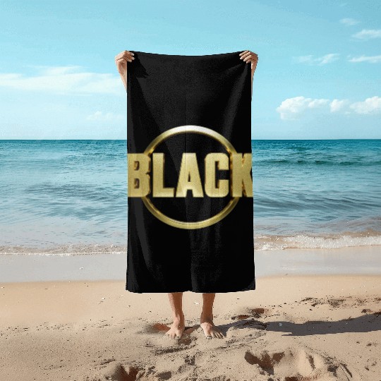 Midnight Majesty The Elegance of Black Gold Design Beach Towels