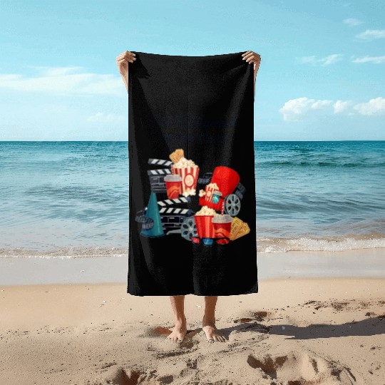 Popcorn Vintage Movie Night Beach Towels