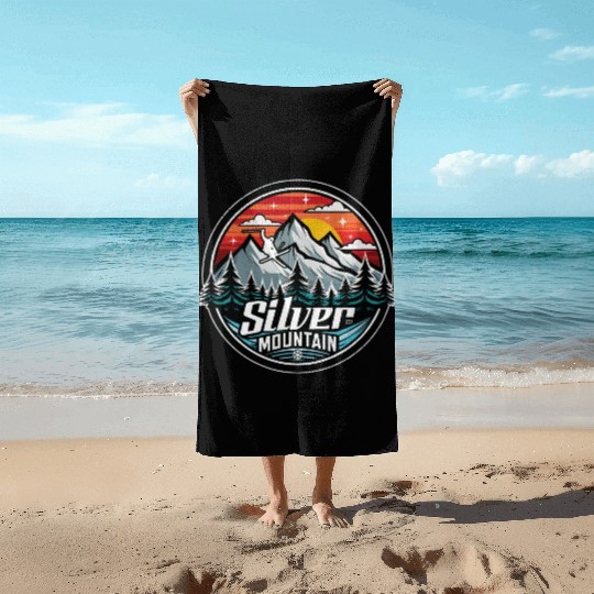 Retro Silver Mountain Ski Beach Towels