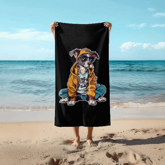 Street-Style Schnauzer Beach Towels