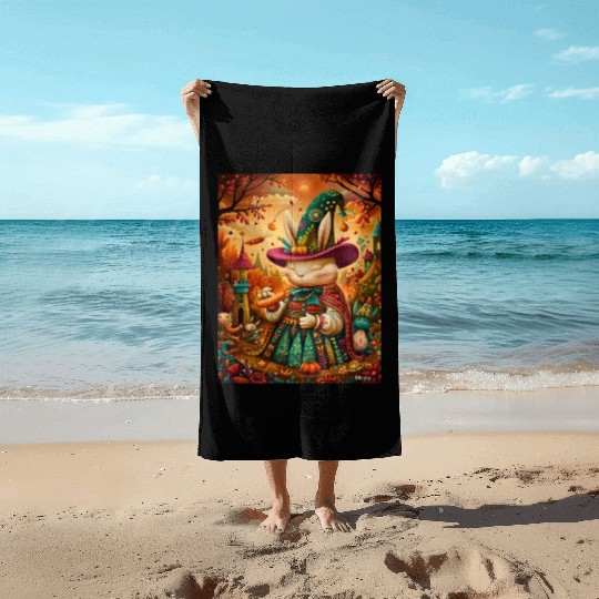 The Carrot Conjurer: A Rabbit Wizard's Naif Beach Towels