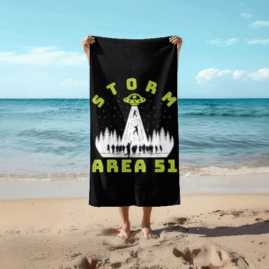 Alien Hunter Storm Area 51 Meme Beach Towels