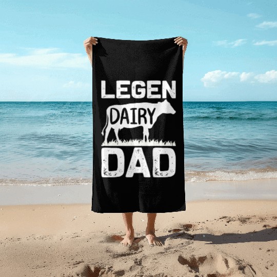 Legen Dairy Dad Cow Farmer Beach Towels
