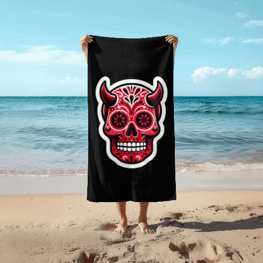 Adventurous Spirit: Daredevil Sugar Skull Beach Towels