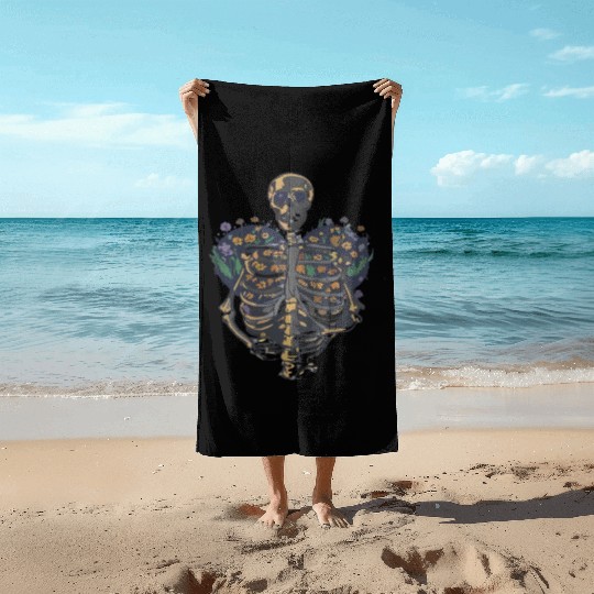 Skeleton with Heart | Love Beyond Life Beach Towels