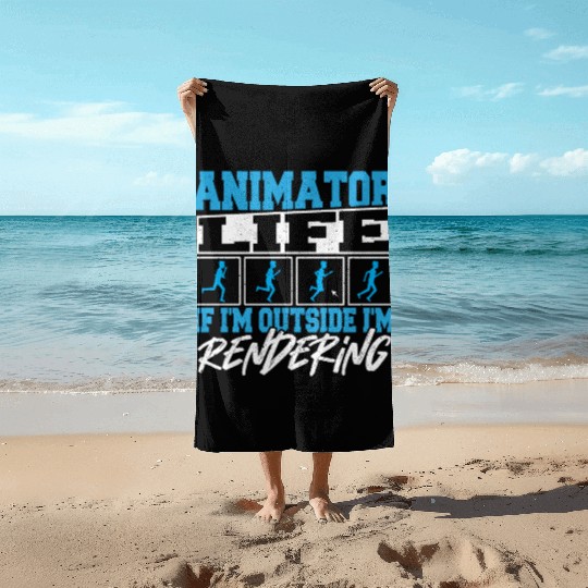 Visual Artist Cartoon Animator 3D Animation Fan Beach Towels