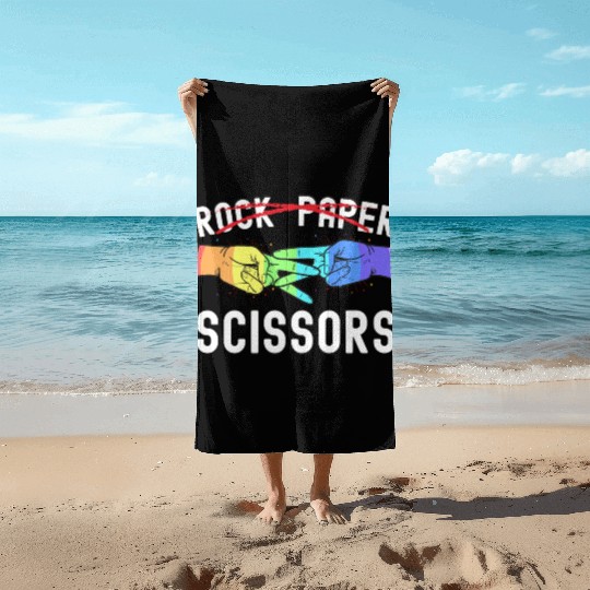 Lesbian Pride Rock Paper Scissors Funny LGBTQ Beach Towels