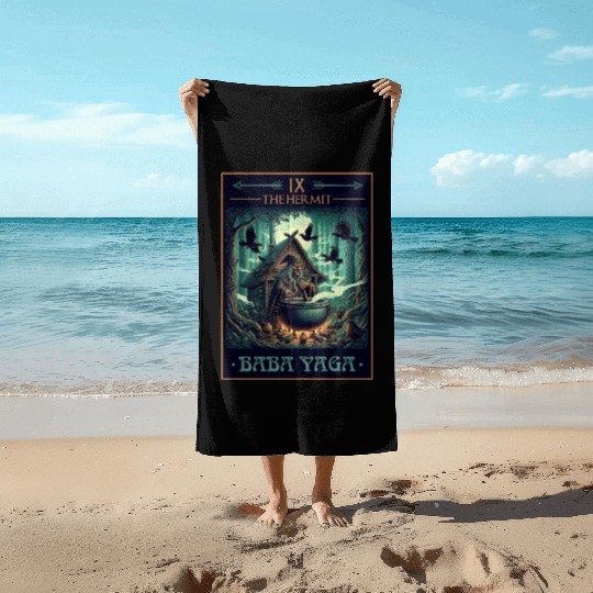 Baba Yaga The Hermit Tarot Card Pagan Witch Beach Towels