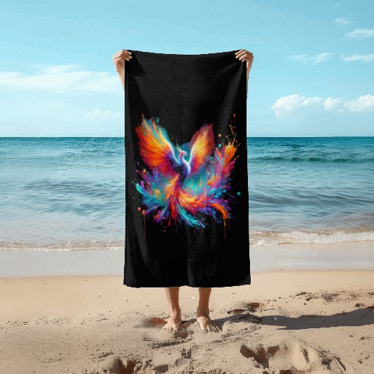 Resurgence of Radiance - Majestic Phoenix Art Beach Towels