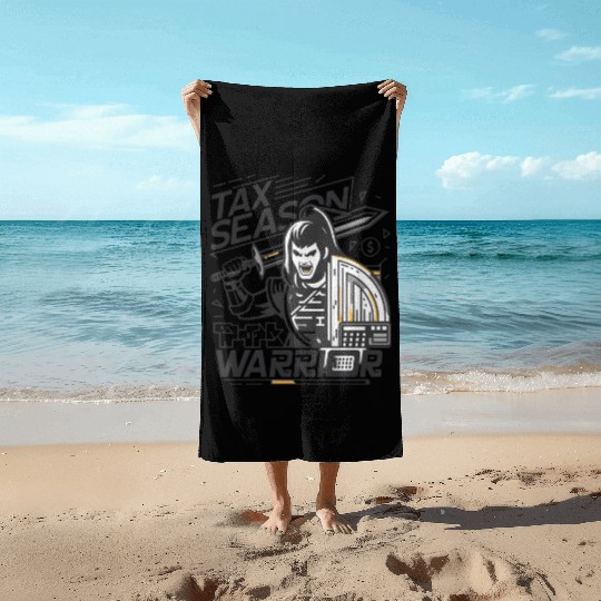 tax season warrior funny accountant bookkeeper gif Beach Towels