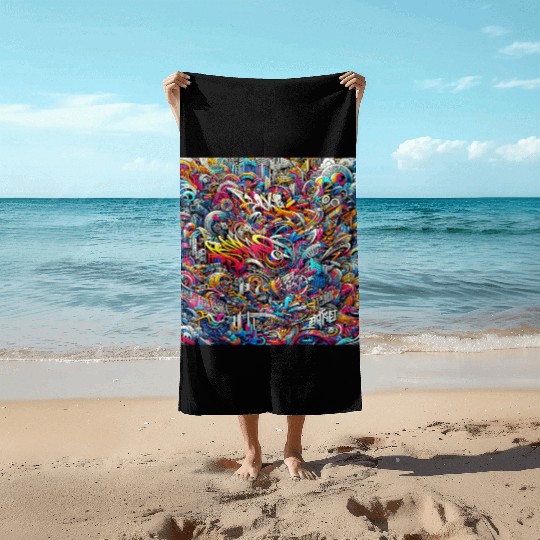Graffiti Pulse Beach Towels