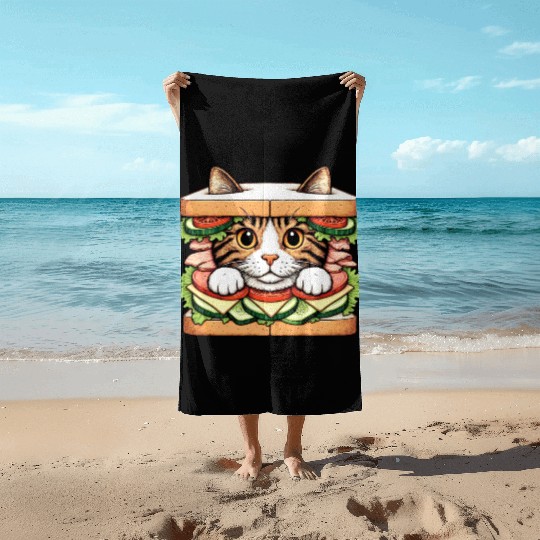 Sandwich Kitty Beach Towels