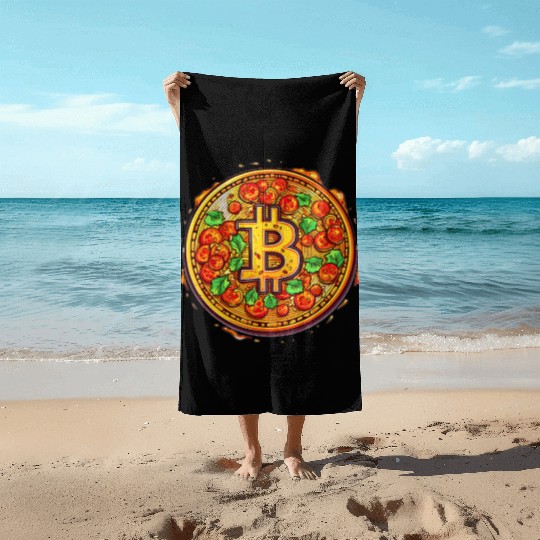 Pizza Bitcoin Funny Mining Crypto Currency Trader Beach Towels