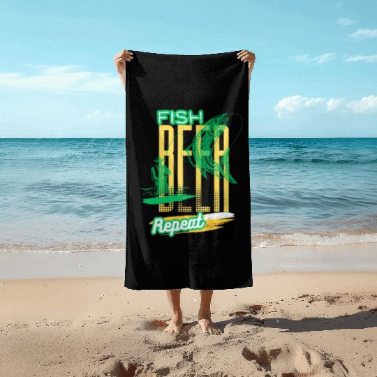 Fish, Beer, Repeat Beach Towels