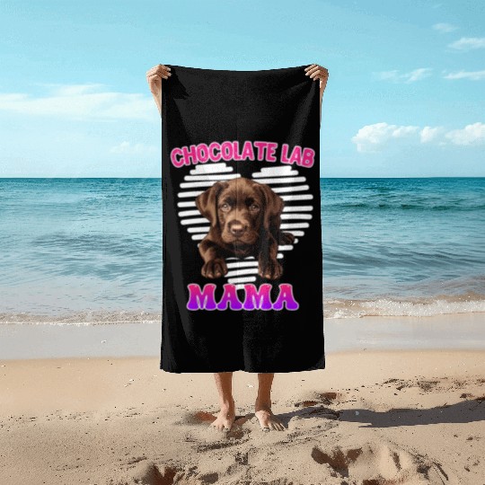 Labrador Retriever CHOCOLATE LAB MOM Labrador Beach Towels