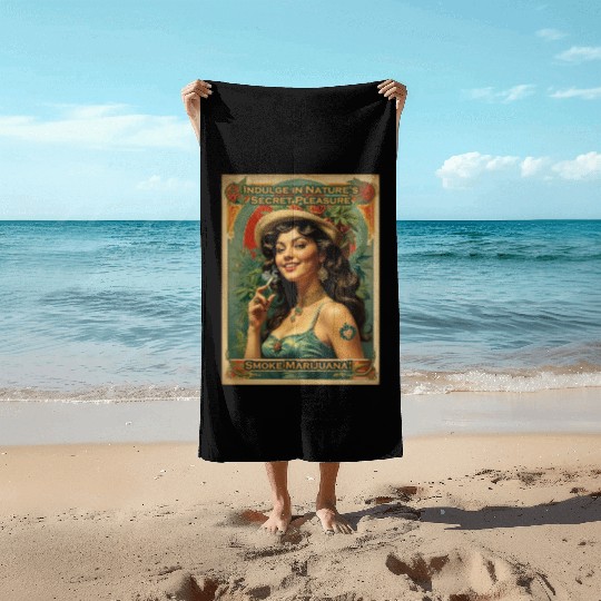 Joyful consumption marijuana Beach Towels