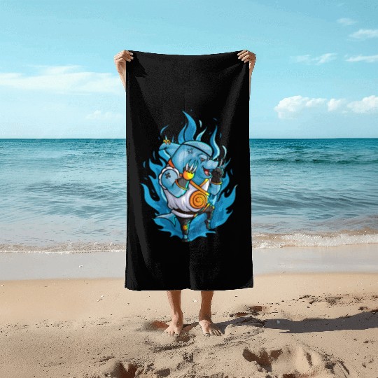 The Fighter Shark With The Iron Claw Beach Towels