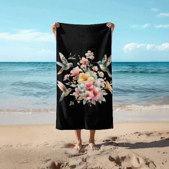 Hummingbird Nature Lover Spring Wildlife Vintage Beach Towels