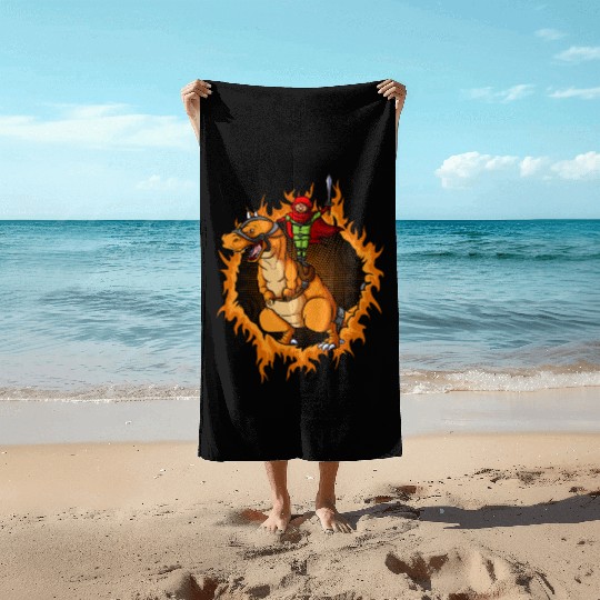 The Assassin With Tyrannosaurus Rex Beach Towels