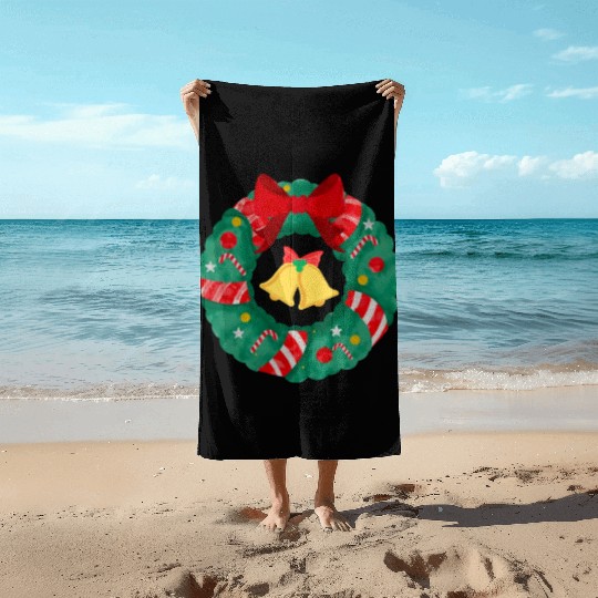 Christmas Wreath with Bells Beach Towels