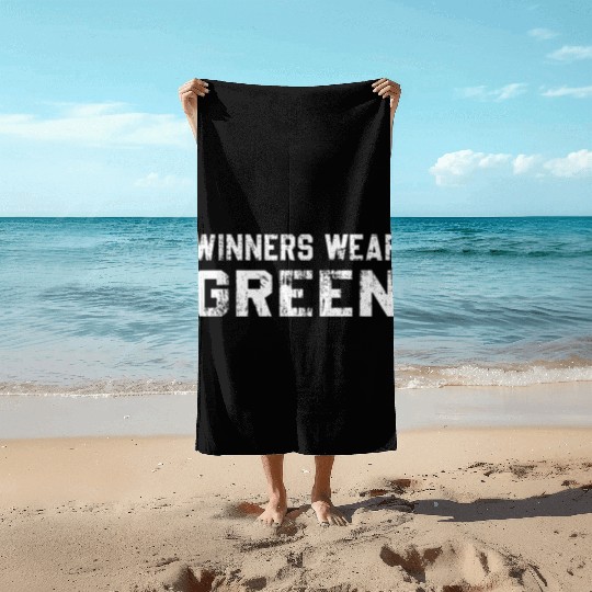 Winners Wear Green Team Spirit Game Competition Beach Towels