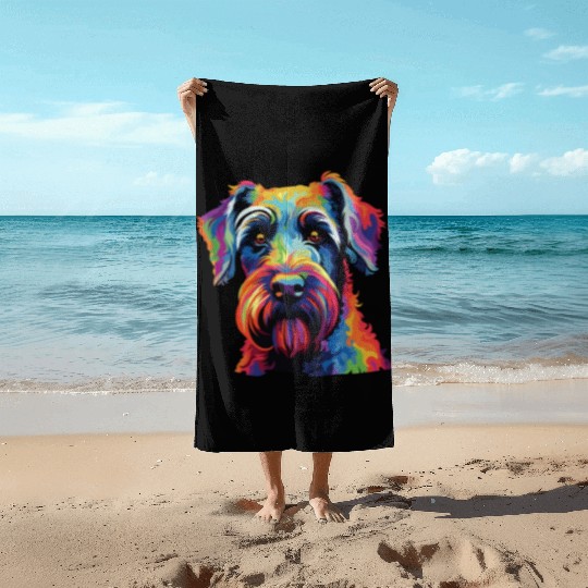 Watercolor Colorful Standard Schnauzer Beach Towels