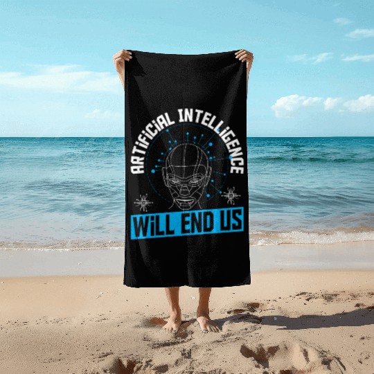 Cyborg AI Robot Engineer Prompt Engineer Beach Towels