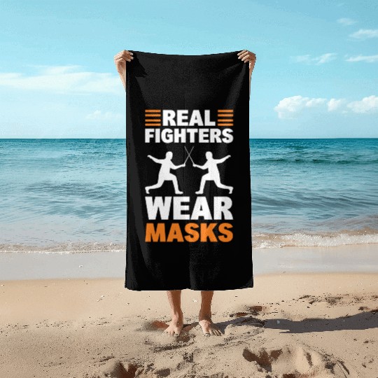 Fencing Sport Fencer Beach Towels